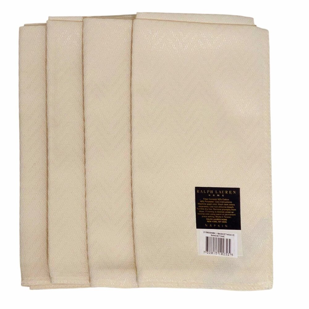 Ralph Lauren Home 4 New Cloth Dinner Napkins Sandstone Basket Weave 19x19
